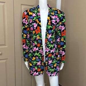 Multicolored floral silk blazer